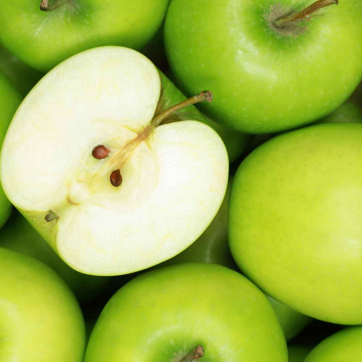 Green apple half.