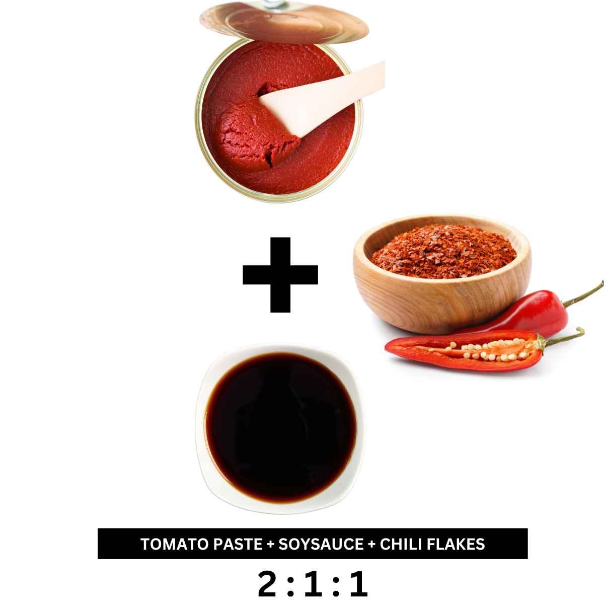 Tomato Paste, Soy Sauce, and Chili Flakes 