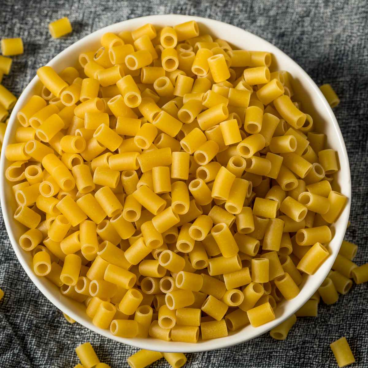 Ditalini tube shaped pasta as an orzo alternative.