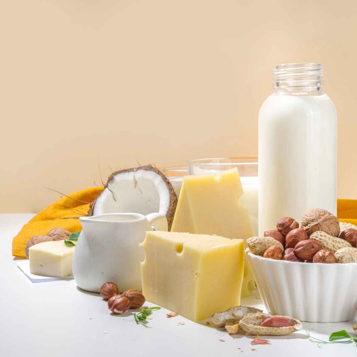 Dairy free milk and cheese.