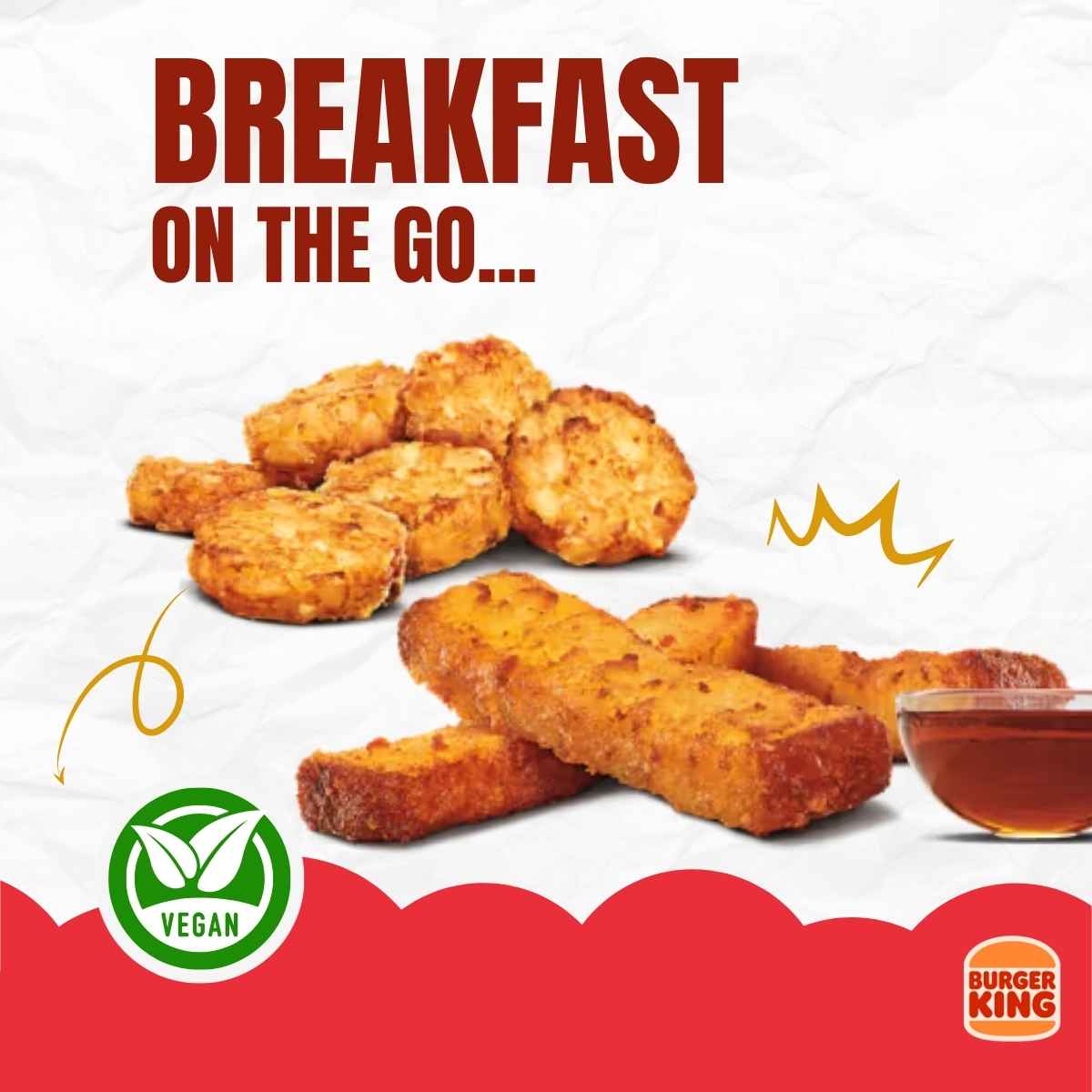 French toast sticks with syrup and hash browns.